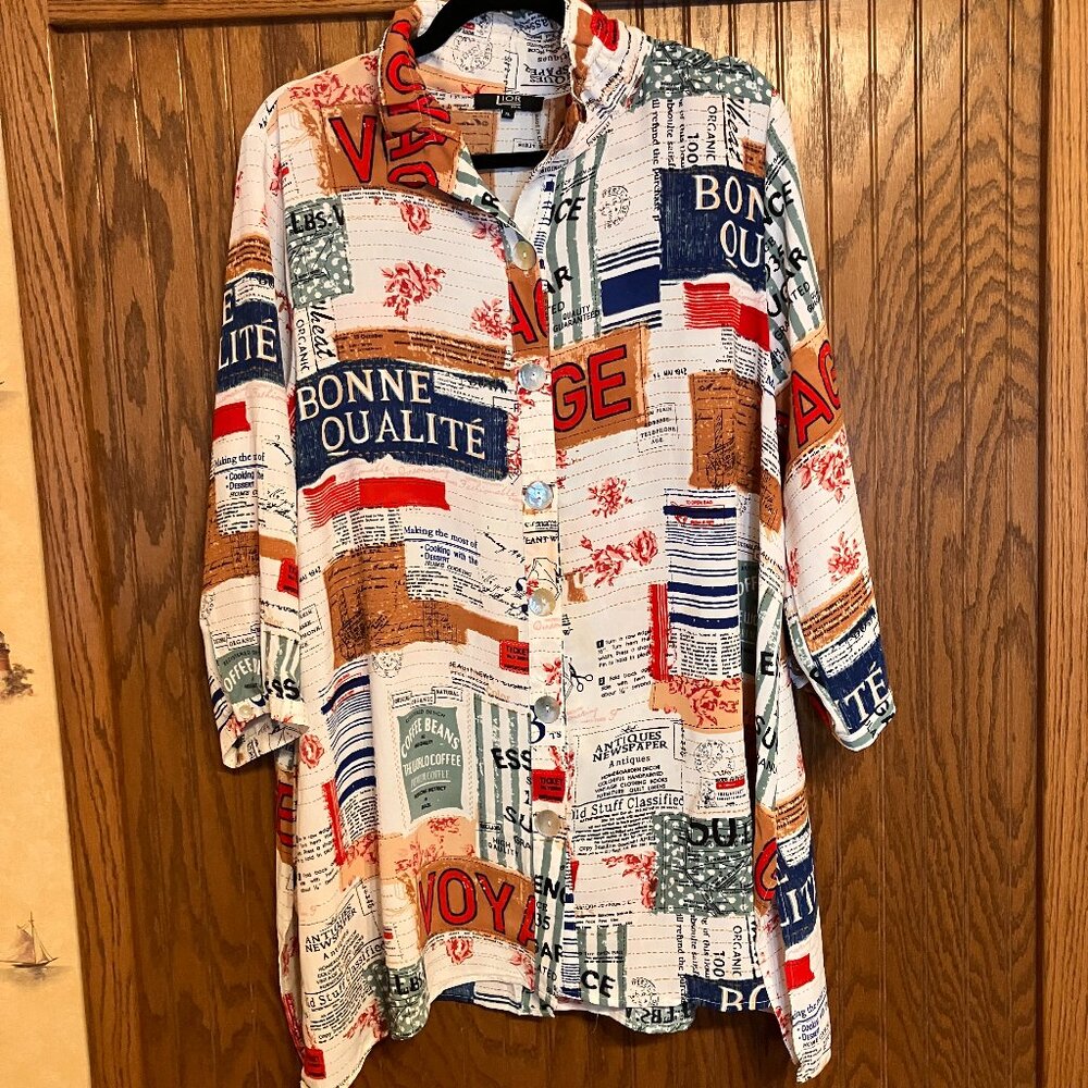 Lior Paris Button Up Blouse Extra Large XL